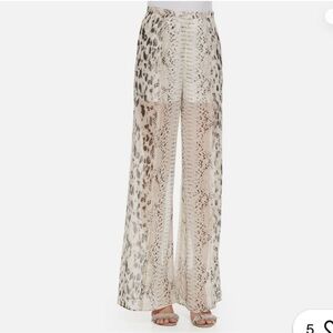 Haute Hippie Cream and Brown Wide Leg Pants